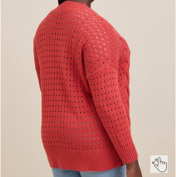 Torrid Cable Boyfriend Cardigan Sweater Baked Apple Sz 00 - Picture 4 of 13